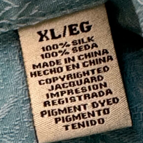 Jamaica Jaxx Shirt Men Size XL Blue Silk Woven Hawaiian Print Button Up - Picture 4 of 5